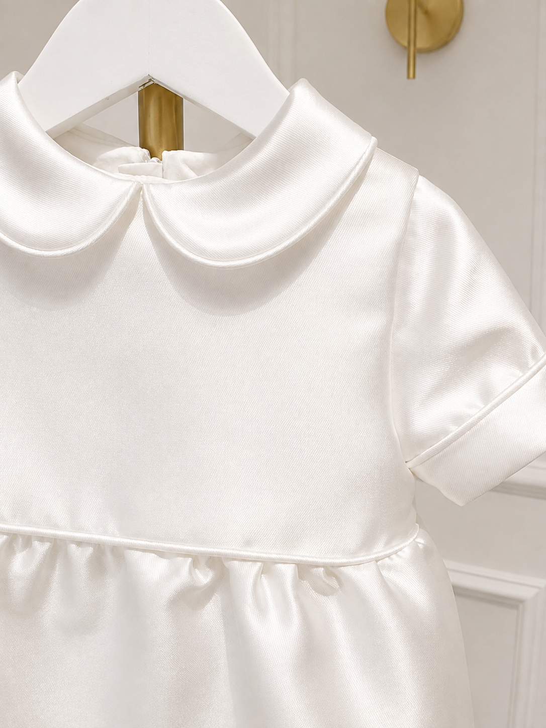 Mikado silk boys romper for baptism and christening