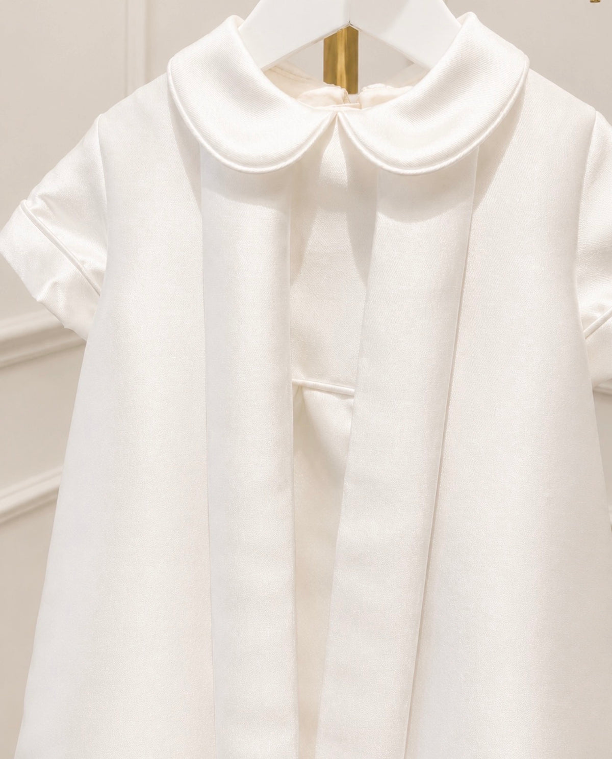 Mikado silk boys romper for baptism and christening