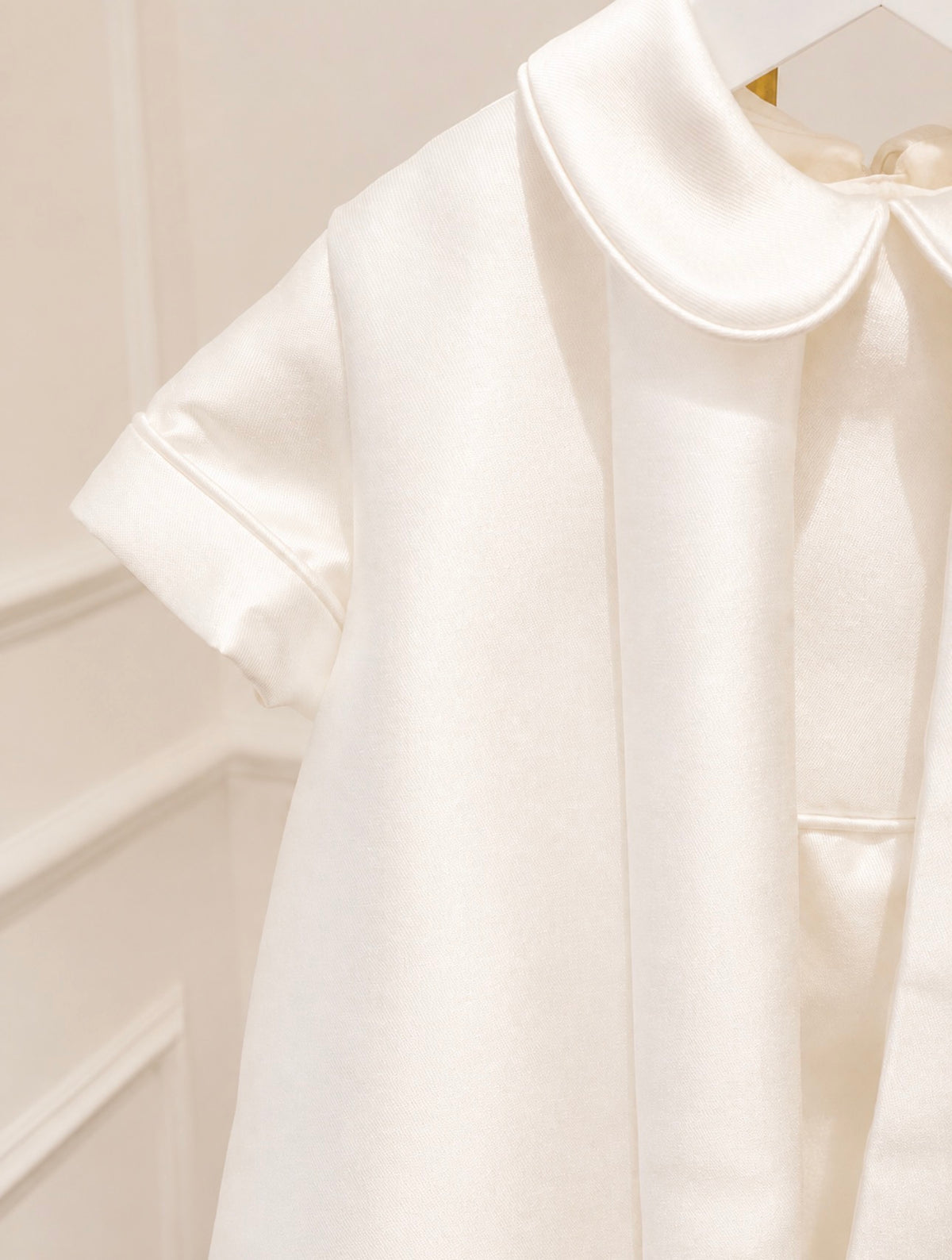 Mikado silk boys romper for baptism and christening