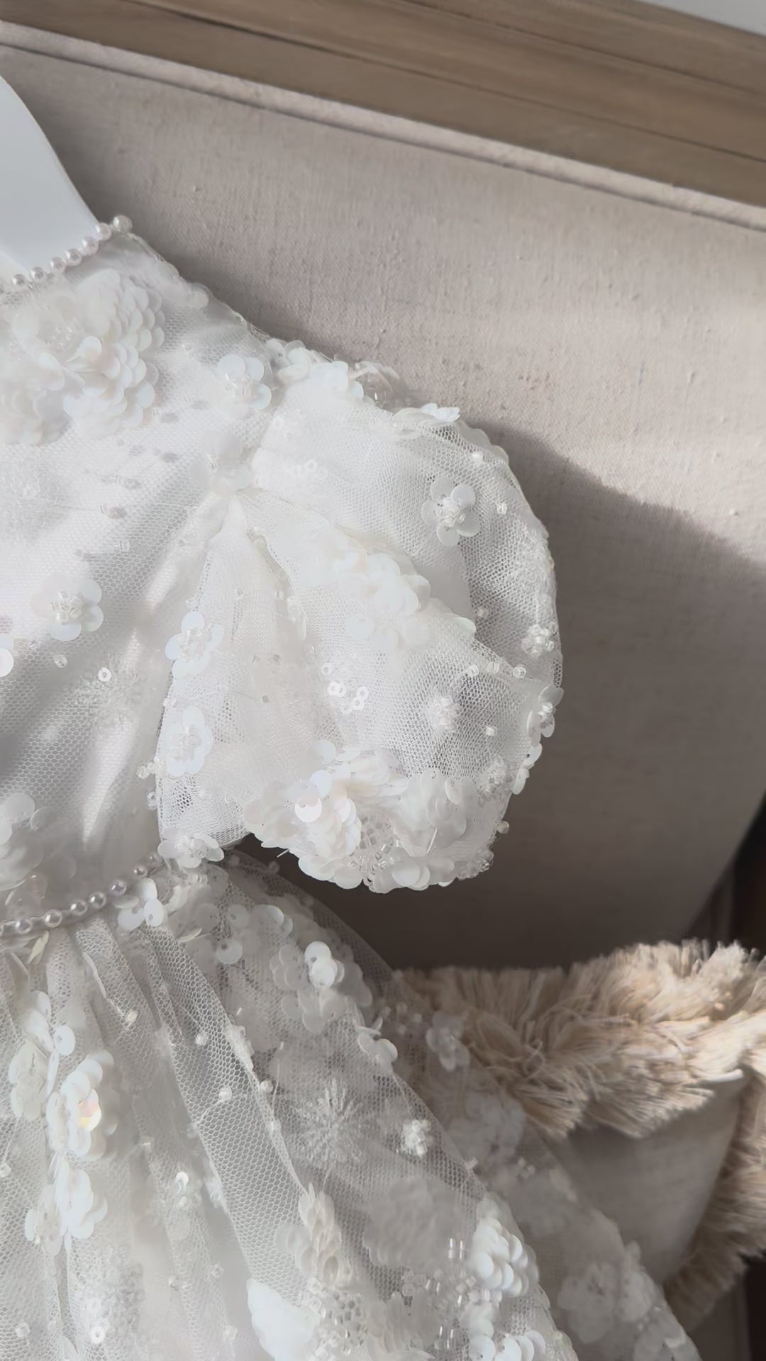 MATILDA baptism and christening gown white sequin floral pearl buttons Australia
