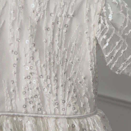 LIVIA baptism and christening gown white embroidered sequin paillette Australia