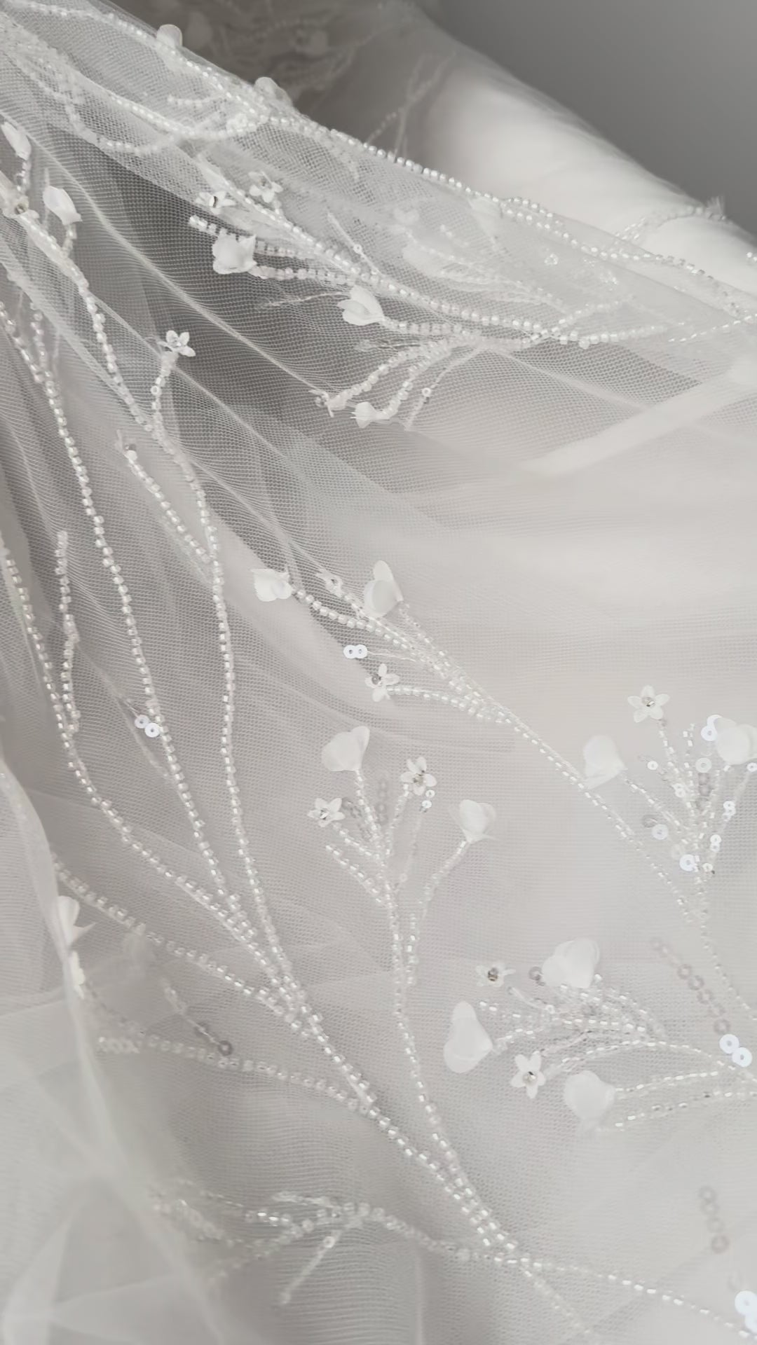 SOPHIA baptism and christening gown white sequin 3D floral appliqué puff sleeves Australia
