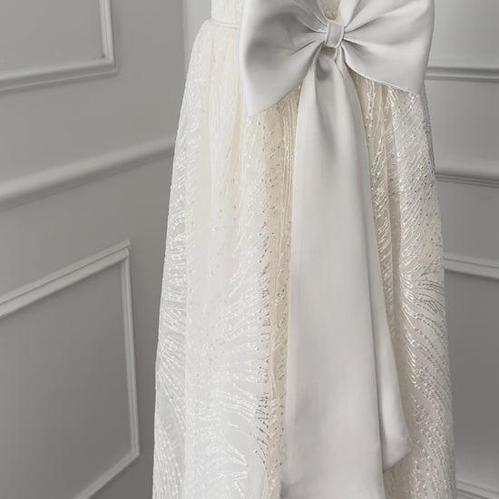OLIVIA baptism and christening gown white embroidered sequin paillette Australia