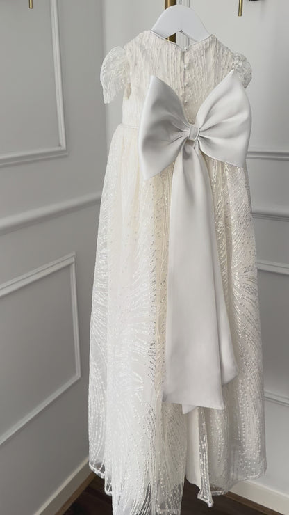 OLIVIA baptism and christening gown white embroidered sequin paillette Australia
