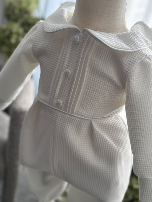 white romper, baptism romper